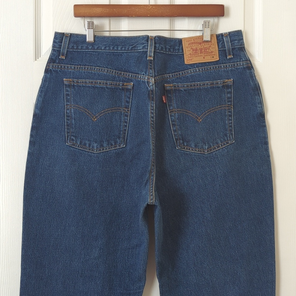 Levi's 90's Vintage 550 Dark Wash High Rise Relaxed Fit Tapered Leg Mom Jeans 18 - Picture 5 of 15